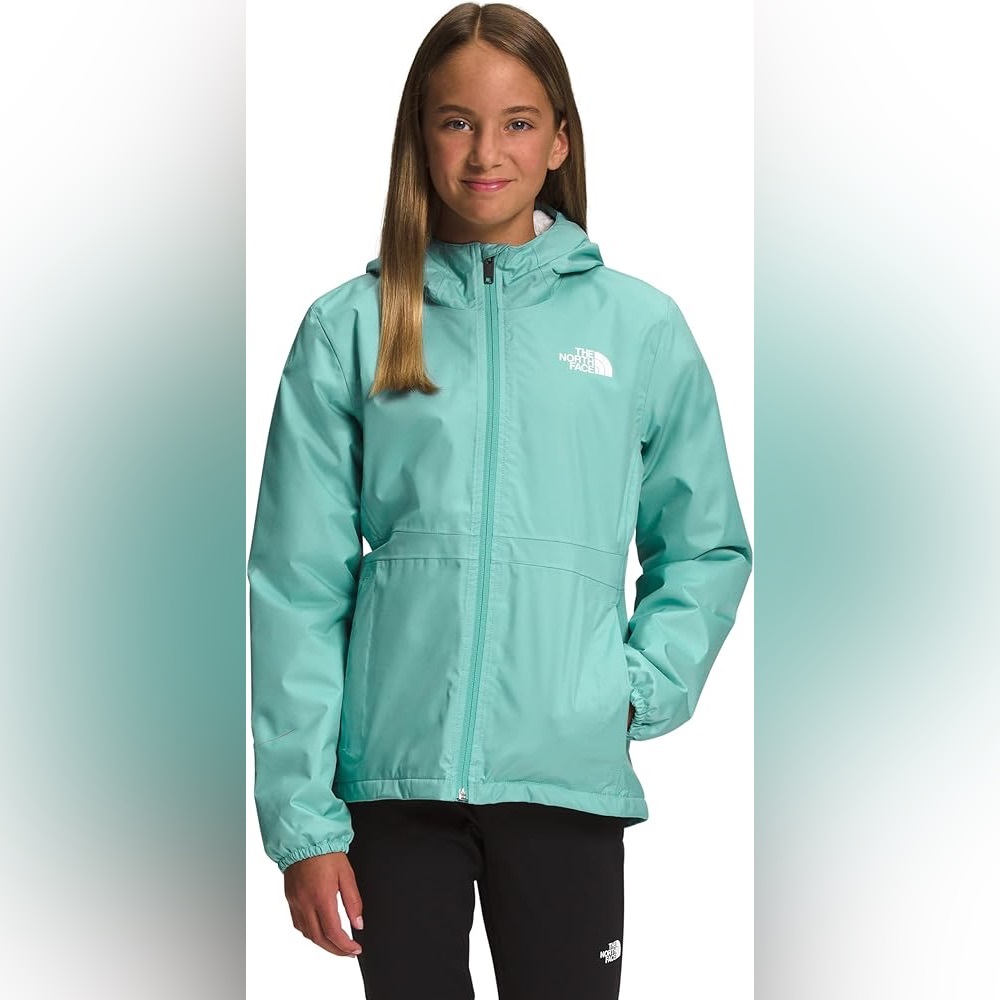 EUC North Face Girl's Warm Storm Waterproof Rain Jacket Fleece Lined XL 14-16